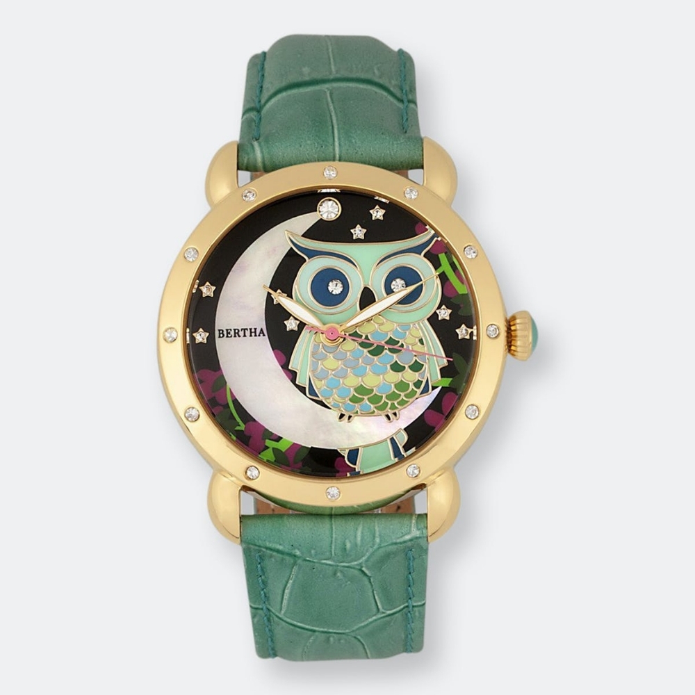 Bertha Ashley MOP Ladies Watch Green Owl 🦉